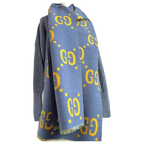 gg jacquard wool silk scarf